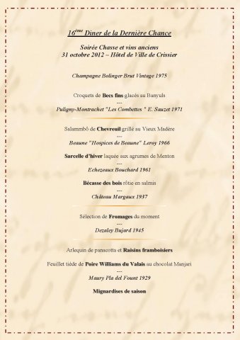 Menu 16ème diner